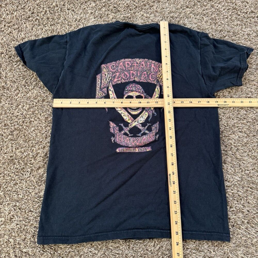 Vintage Captain Zodiac Hawaii Tee Black Skull Mens Medium Fruit Of The Loom - Picture 6 of 6